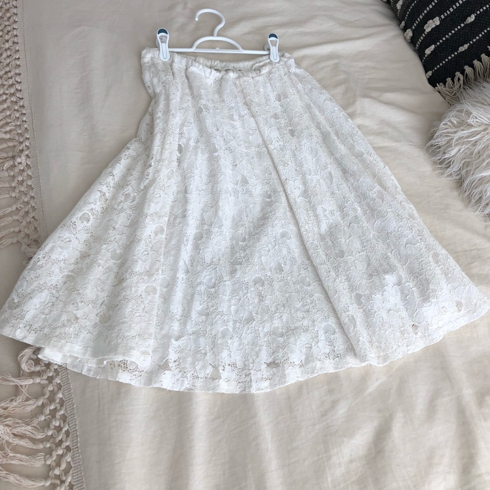 White lace midi skirt
